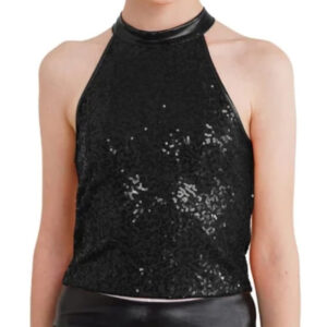 טופ שחור פייטים קולר מתאים לכיתות וג׳-ו׳