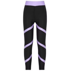 טייץ ארוך שחור עם פסים אלכסונים סגולים